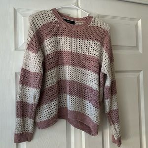 Cable pink and cream women's sweater. Size M